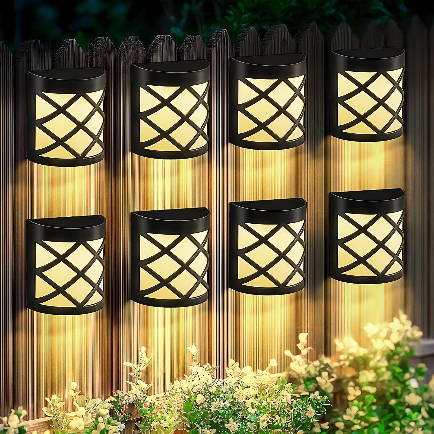BUCASA 6 Pack Garden Lights Solar Powered Waterproof with Warm White Light