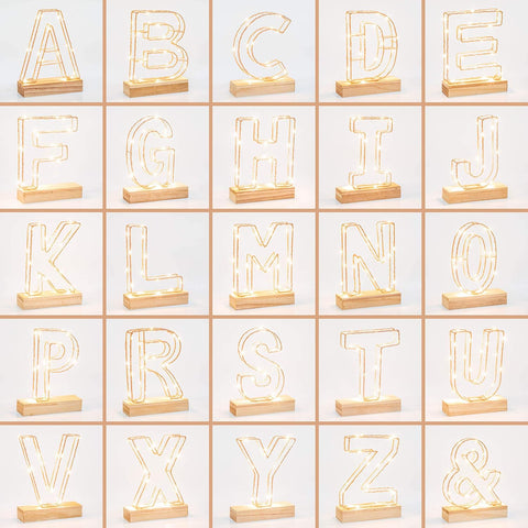 LED Wire Frame Letter E – Rose Gold Copper – Battery Powered