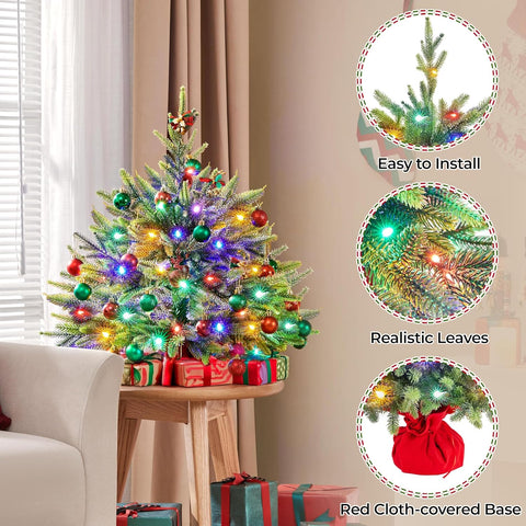 Yaheetech 2ft Pre-Lit Artificial Mini Christmas Tree with 35 LED Lights – Green