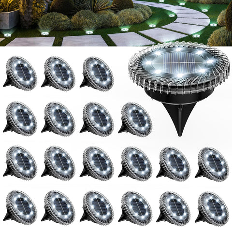 Solpex Solar Lights Outdoor Garden,20 Pack Solar Ground Lights,IP65 Waterproof for Stairs, Patio, Pathway(Cool White)