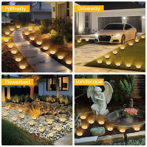 Solpex Solar Lights Outdoor Garden, 10 Pack Mini Solar Ground Lights, Waterproof Solar Garden Lights, Solar Powered Landscape Lighting for Patio Yard Driveway Walkway(Warm White) [Energy Class A]