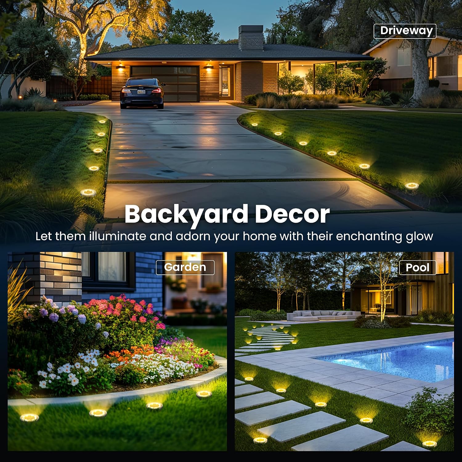 Solpex Solar Lights Outdoor Garden, Solar Powered Ground Lights, IP65 Waterproof Garden Lights for Yard, Patio, Pathway (Warm White,16 Pack)