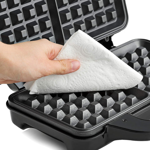 Square Waffle Maker 1000W – Electric Non-Stick Iron Machine with Deep Cooking Plates & Recipes Included