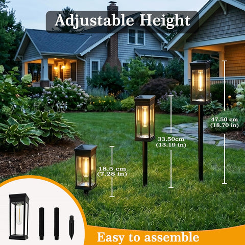 4 Pack Solar Lights Outdoor Garden, Outside Path Light, Waterproof Outdoor Solar Powered Garden Lights, Auto On/Off Outside Decor Stake Light for Yard Pathway Patio Decorative