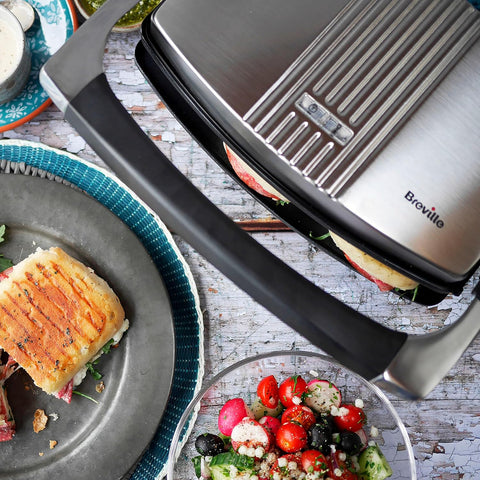 3-Slice Sandwich & Panini Press | Non-Stick Aluminium Plates | Stainless Steel Toastie Maker – Silver [VST025]