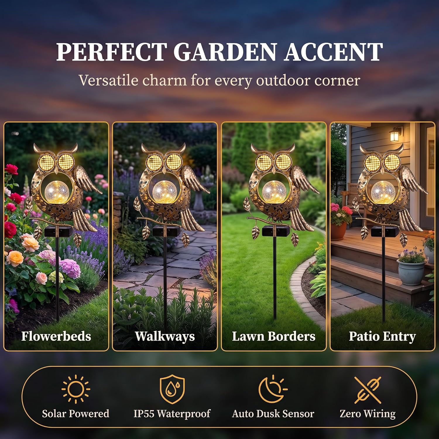 Owl Solar Garden Lights Outdoor