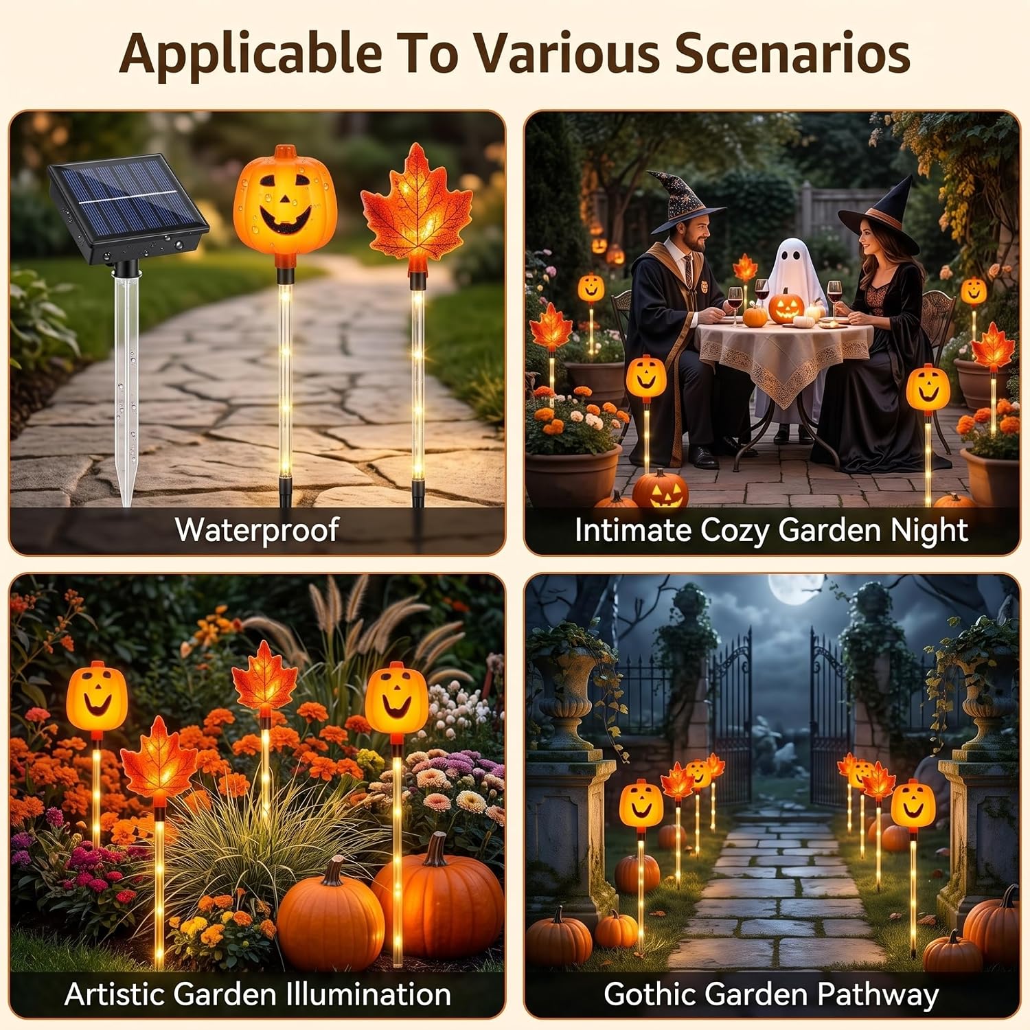 Halloween Pathway Lights Pumpkin & Maple Waterproof Halloween Solar Lights ..