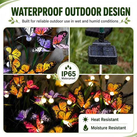 Solar Butterfly Lights Outdoor 4 Pack, Swaying Garden Stake Decor