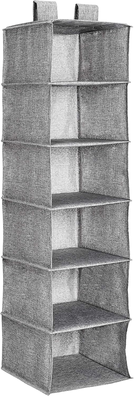 Basics 6-Tier Hanging Closet Shelf Organiser, Heather Grey