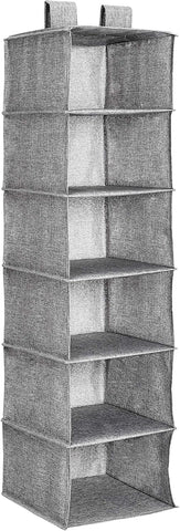 Basics 6-Tier Hanging Closet Shelf Organiser, Heather Grey