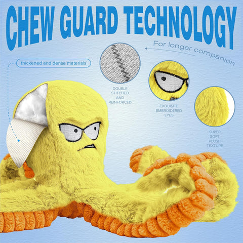 Tough Plush Octopus Dog Chew Toy