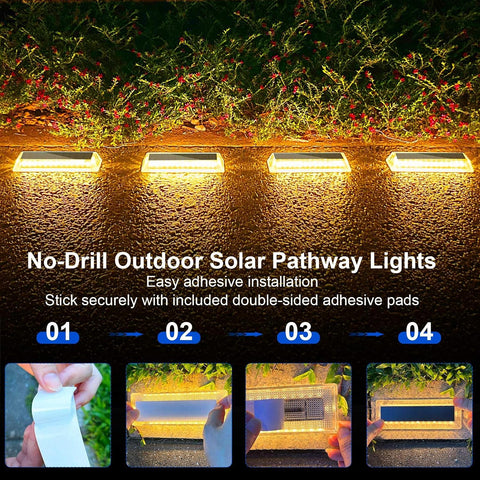 Lacasa Solar Lights Outdoor Garden, Solar Decking Lights 8 Pack, IP68 Waterproof 50LM LED Step Path Driveway Fence Ground Light Solar Powered for Garden Yard Patio Pathway Lighting, Warm White 2700K