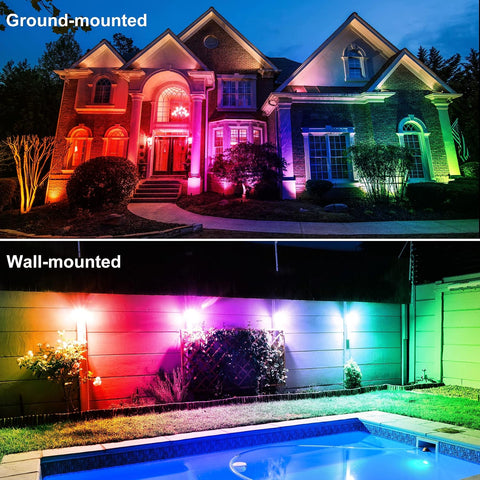 NATPOW RGB Garden Lights, Plug-in Spot Lights with Remote Control 8-in-1
