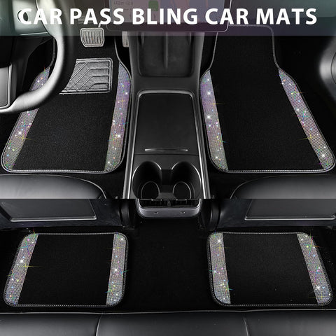 CAR PASS Iridescent Bling Rhinestone Diamond Car Mats