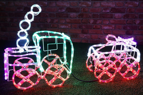 Christmas Concepts 100cm Multi Coloured 3D LED Rope Light Train & Carriage