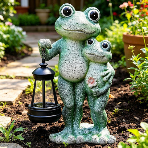 Solar Frog Garden Decor Cute Waterproof Sculpture Handheld Lantern