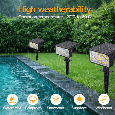 Ollny Solar Powered Uplighter Spotlight Garden 4Pack Stake Light Warm White