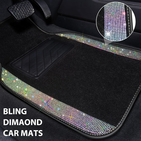 CAR PASS Iridescent Bling Rhinestone Diamond Car Mats