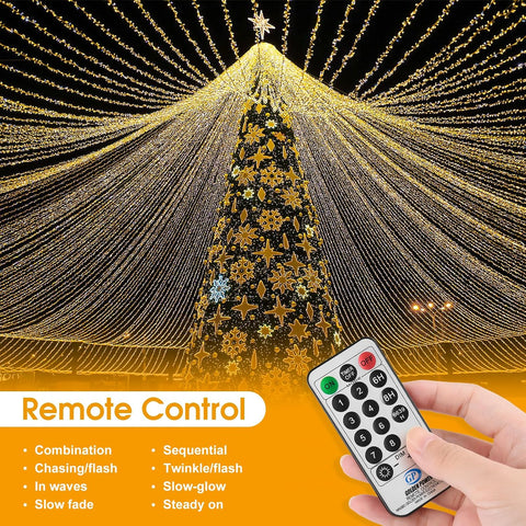 Outdoor Christmas Tree Fairy Lights – 15m 150 LED Warm White Mains Powered String Lights with Remote, 8 Modes, Timer & IP44 Waterproof for Indoor & Outdoor Garden, Xmas Tree, Wedding & Party Décor