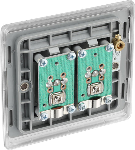 Double Co-Axial TV and Radio Socket – Brushed Steel