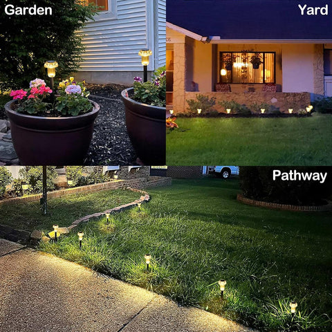 Solar Lights Outdoor 8 Pack Solar Pathway Lights Outdoor 3000K Warm White LED Waterproof Mushroom Lighting Stake for Outside, Yard, Garden, Path, Lawn, Driveway, Patio, Landscape Decorations