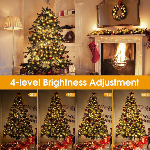 Outdoor Christmas Tree Fairy Lights – 15m 150 LED Warm White Mains Powered String Lights with Remote, 8 Modes, Timer & IP44 Waterproof for Indoor & Outdoor Garden, Xmas Tree, Wedding & Party Décor