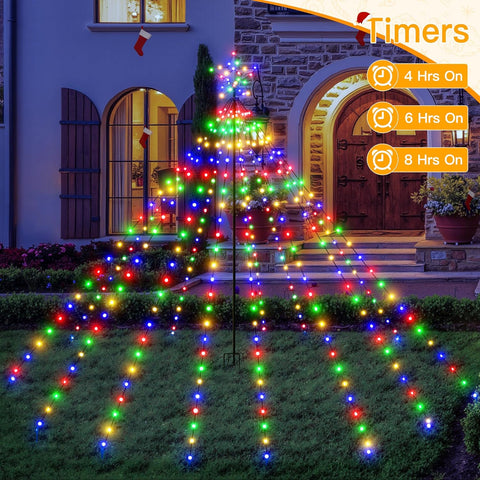 Christmas Tree Lights 340 LED Multicoloured Outdoor Fairy Lights with Star & Remote