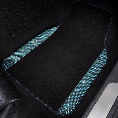 Bling Diamond Car Floor Mats 4pcs Set – Mint Sparkly Rhinestone