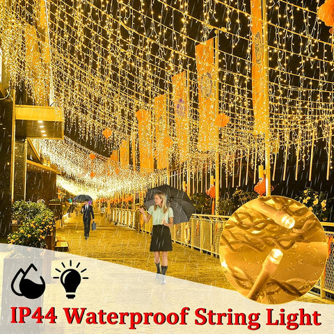 5M 200 LED Icicle Fairy Lights Warm White – 8 Modes Mains Powered Christmas String Lights for Indoor & Outdoor Décor - Turn Every Corner Into a Cosy Festive Glow