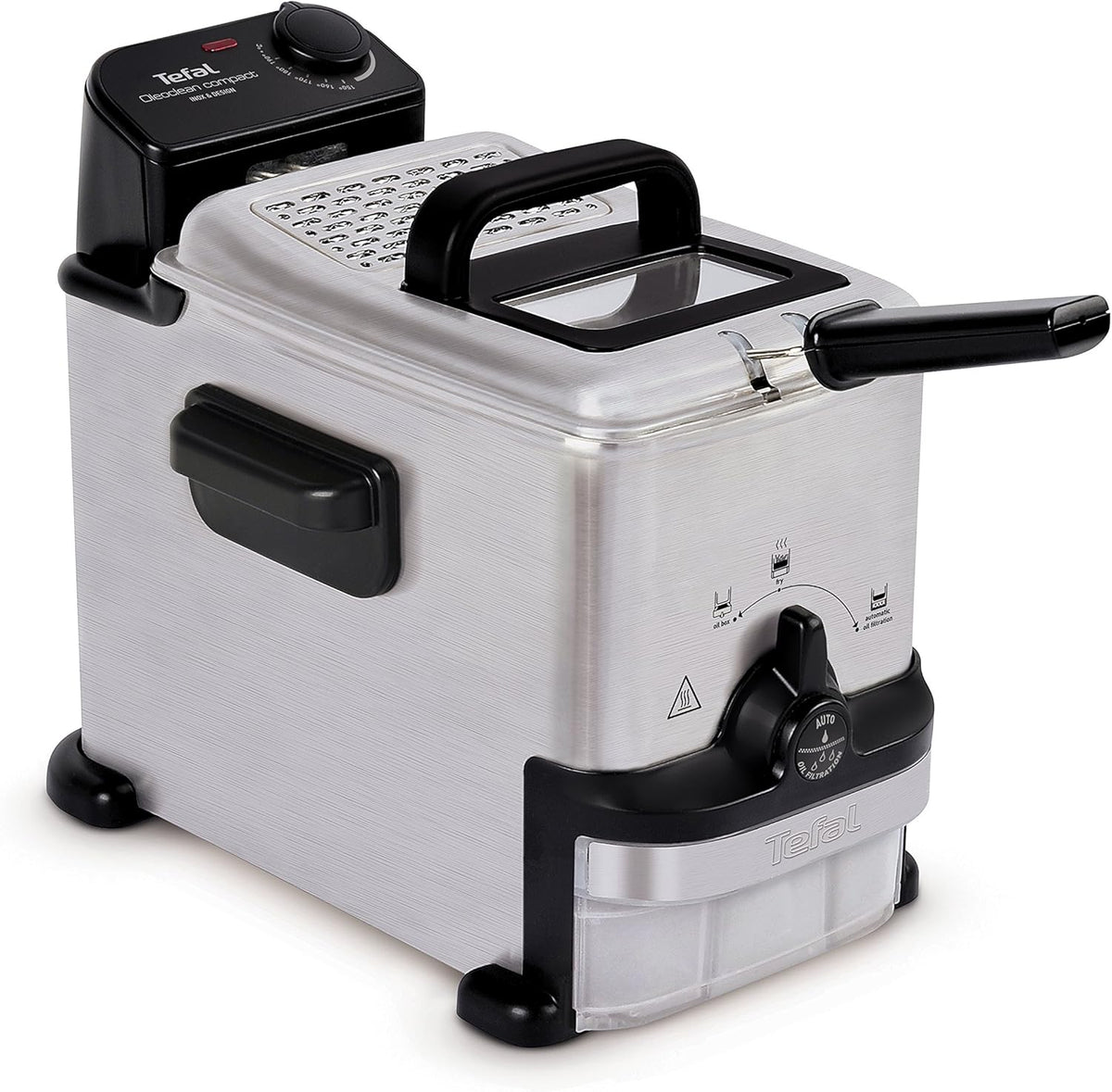 Compact Deep Fryer Oleo Clean 2L – Stainless Steel Semi Pro Fryer with Oil Filtration, Storage Box & Easy Clean System – 1500W