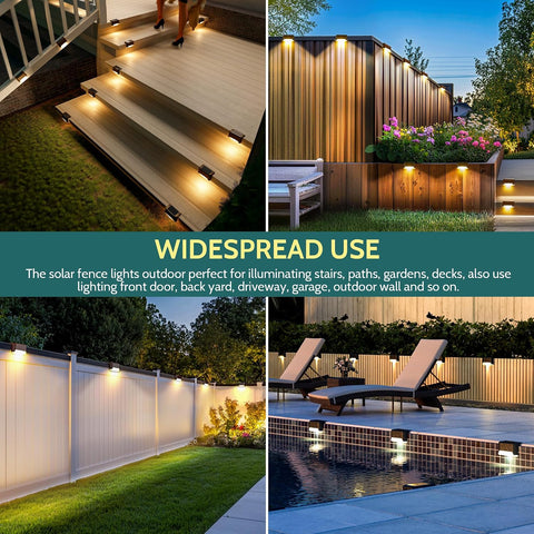 Solpex Solar Fence Lights, 12 Pack Garden Solar Deck Lights for Outdoor, Waterproof for Outdoor Stairs, Step, Fence, Yard, Patio, Pathway(Brown Warm White) [Energy Class A]