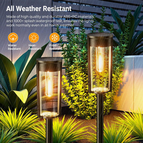 LETMY 4 Pack Solar Lights Outdoor Garden with Warm White Tungsten Filament