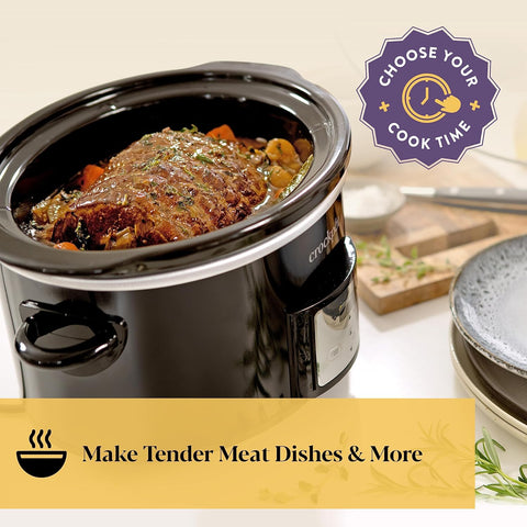 Crockpot Digital Slow Cooker 3.5L for 3-4 People – Programmable Timer, Black, UK 3-Pin Plug – Easy & Convenient Cooking