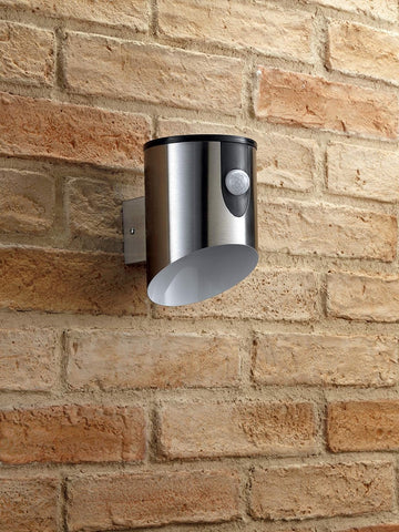 Battery PIR Outdoor Wall Light – Motion Sensor – Silver – Cool White 6000K – IP44 – Wireless