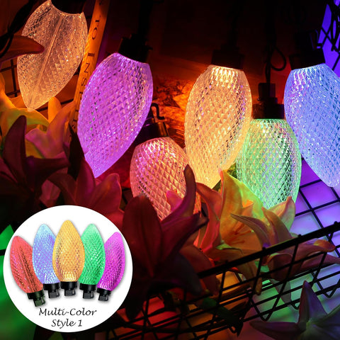 AWQ 10 LED 24.6FT Christmas Pathway Lights, Multi & Warm Color Pinecone Marker Lights with 10 Steel Stake & 11 Modes, Connectable Ground Light for Lawn, Patio, Walkway, Sidewalk (10)
