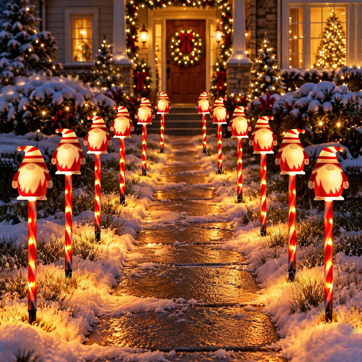 12 Pack Christmas Santa Claus Pathway Lights Outdoor Decorations