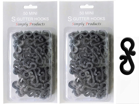 50 Pack Christmas S Mini Gutter Hooks – Black Weatherproof Plastic Clips for Outdoor String Lights & Rope Lights – Make Festive Decorating Easier, One Light at a Time