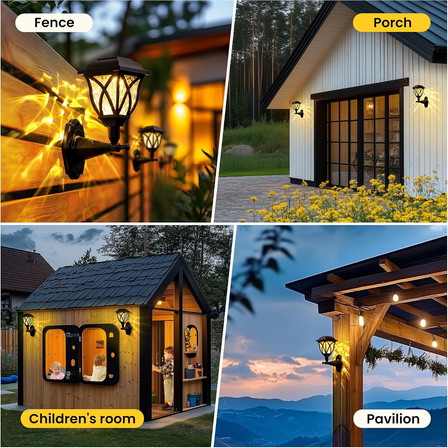 Solpex Solar Lights Outdoor Garden,6 Pack Solar Powered Outdoor Wall Lights, Waterproof Fence Lights Decoration for Patio, Garage, Shed,Yard,Deck,Warm White