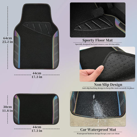 Leather Steering Wheel Cover and Waterproof Car Floor Mats Combo