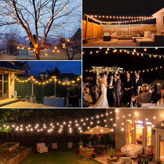 LED Outdoor String Lights, 102FT Garden String Lights Mains Powered, Festoon Lights with 55+3 Bulbs for Indoor & Outdoor Décor Wedding Patio Cafe Party
