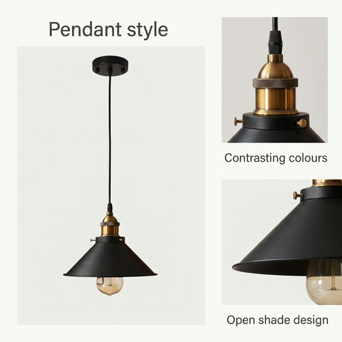 Bronze Table Lamp with Black Lampshade, 22 cm E27 Light Fitting Set, Elegant Decorative Lighting for Bedroom, Living Room & Bedside Tables
