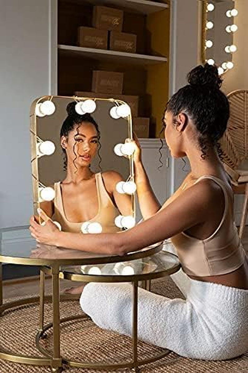 Glow to Go Lights - Pack of 14 - Mirror Lights - 14 Bulbs - up to 6500K Temperature - Discreet Clips - with Adhesive Stickers and USB Connection - Complete Kit