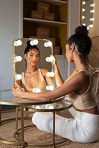 Glow to Go Lights - Pack of 14 - Mirror Lights - 14 Bulbs - up to 6500K Temperature - Discreet Clips - with Adhesive Stickers and USB Connection - Complete Kit