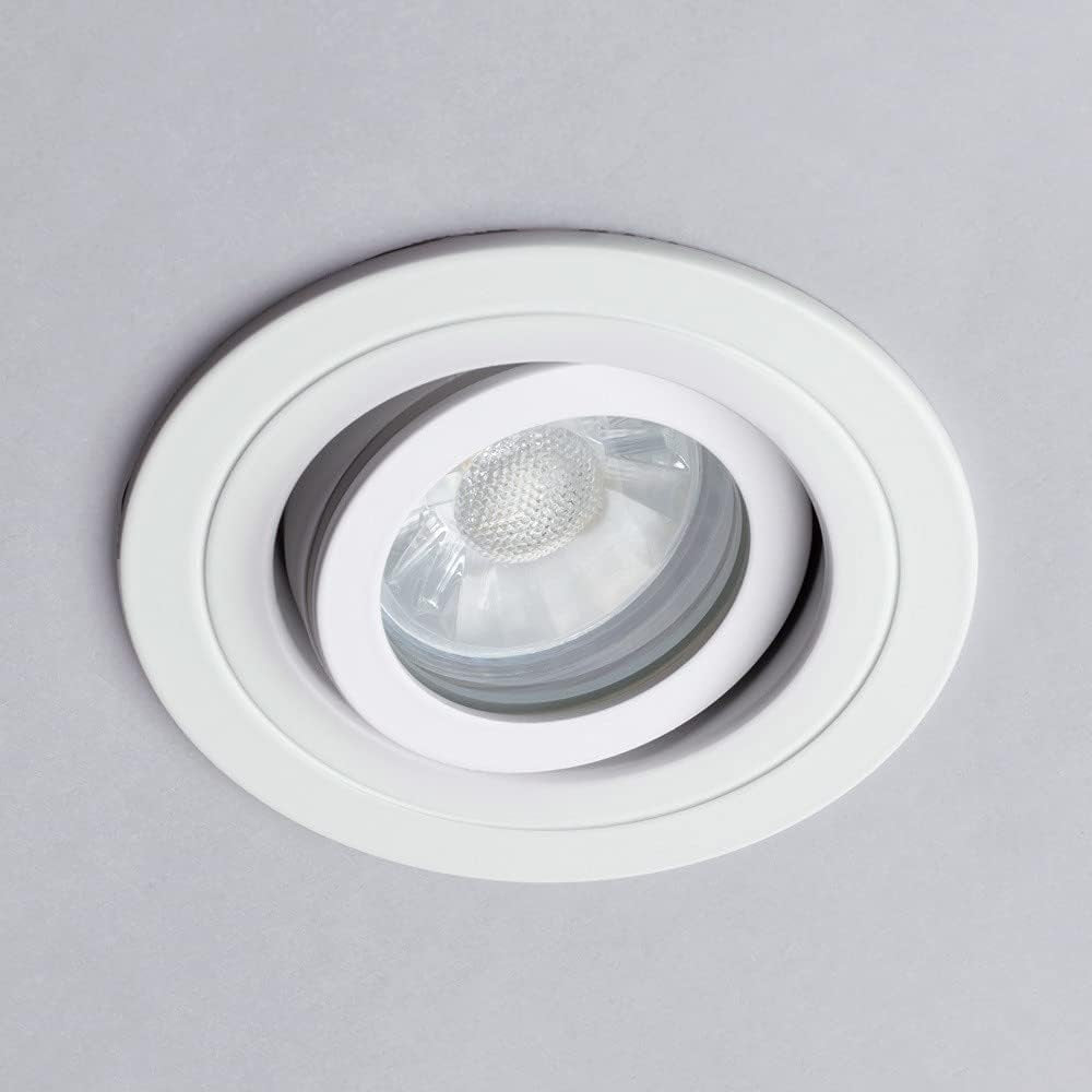 Circular IP65 Recessed Downlights, Matte White | Pack of 2, Bathroom, Tiltable, GU10