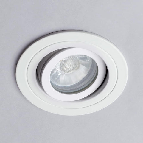 Circular IP65 Recessed Downlights, Matte White | Pack of 2, Bathroom, Tiltable, GU10
