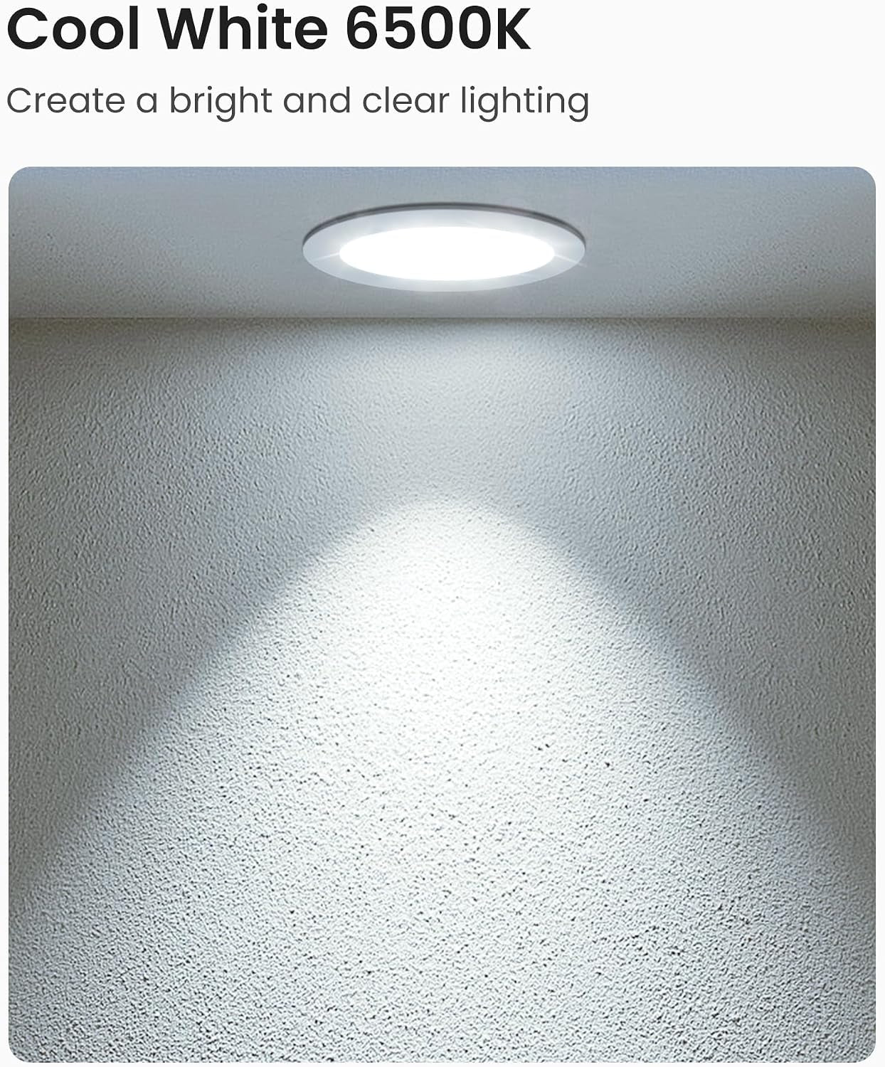 LED Downlights for Ceiling 9W Ultra Slim LED Recessed Ceiling Spot Lights 6500K Cool White IP44 Waterproof Spotlights Ceiling Lights for Bathroom Kitchen Living Room, 6 Pack