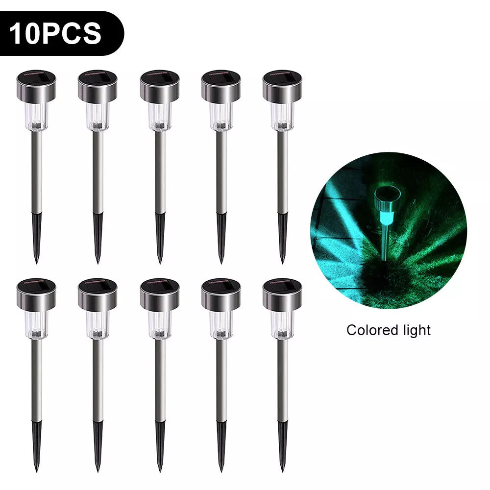 10Pcs Solar Power LED Stake Lights – Waterproof Outdoor Garden Lights