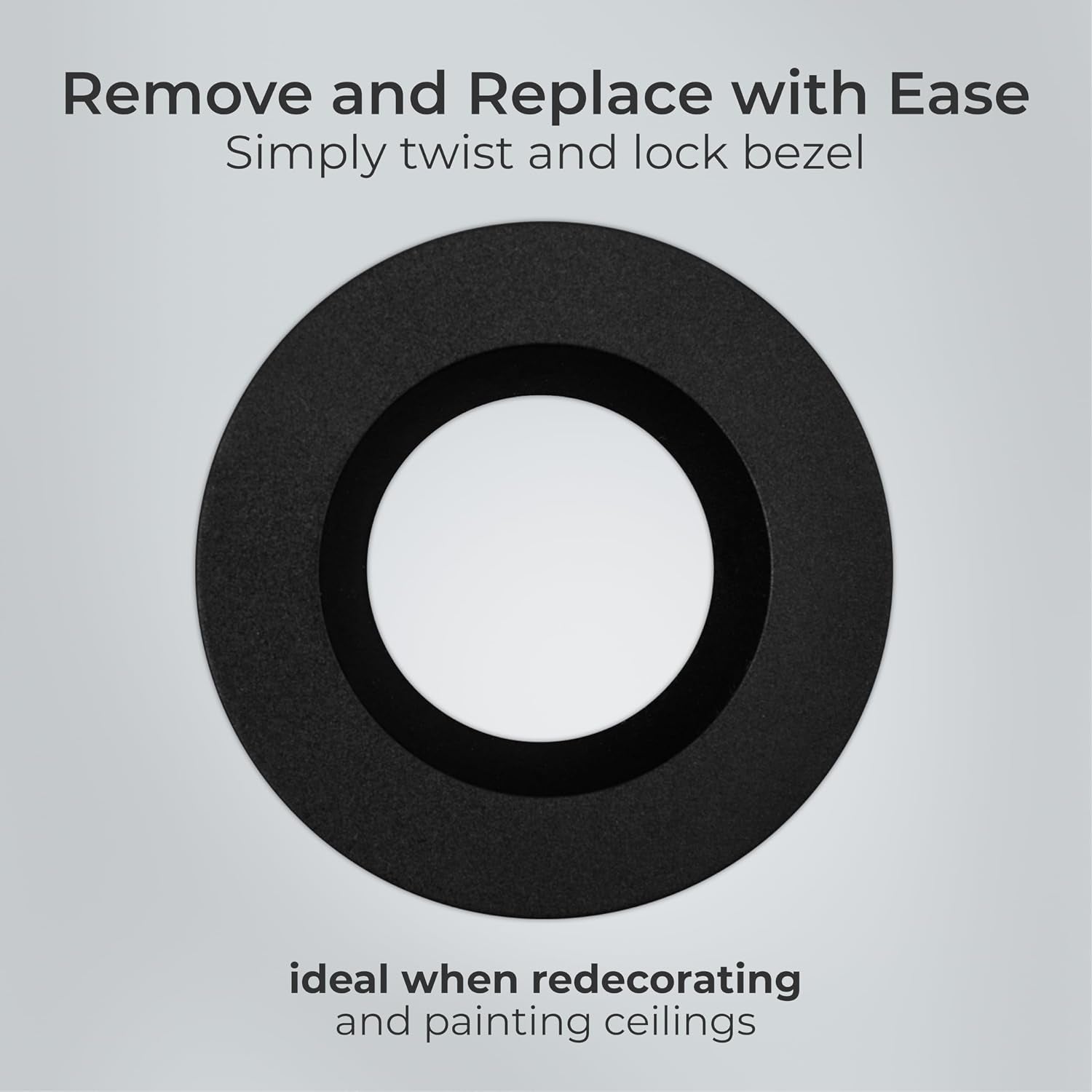Recessed Bezel for Downlights, Slim Profile, Ftype MK2, Ftype Essence, Ftype Ultra, LED Downlight Accessories, Matt Black, 76Mm Cut-Out, FTBZRBK