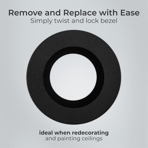 Recessed Bezel for Downlights, Slim Profile, Ftype MK2, Ftype Essence, Ftype Ultra, LED Downlight Accessories, Matt Black, 76Mm Cut-Out, FTBZRBK