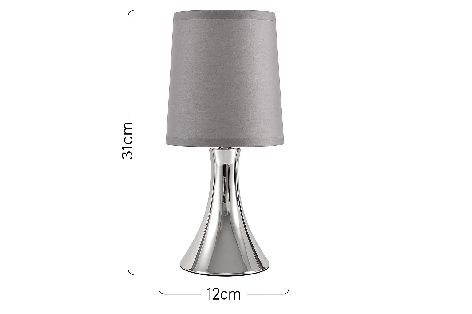Chrome Touch Table Lamp – 31Cm Bedside Dimmable Light